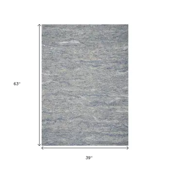 3' X 5' Blue And Beige Abstract Hand Tufted Area Rug
