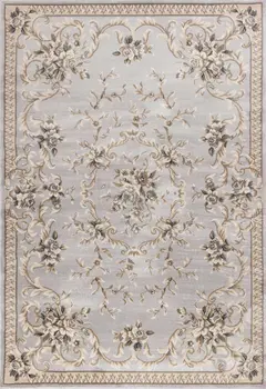 5' X 8' Light Grey Floral Vines Bordered Area Rug