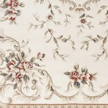 5' X 8' Ivory And Red Floral Area Rug