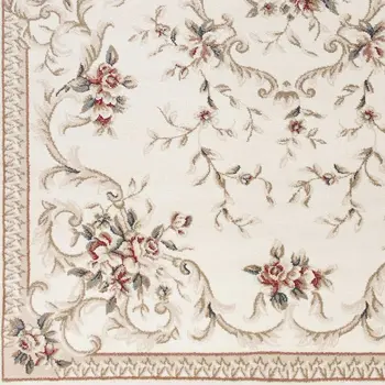 5' X 8' Ivory And Red Floral Area Rug