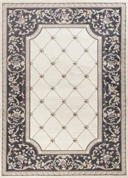 5' X 8' Ivory And Gray Diamond Area Rug