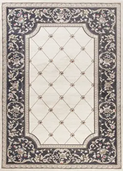5' X 8' Ivory And Gray Diamond Area Rug