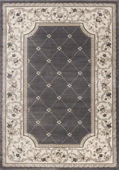 5' X 8' Gray And Ivory Floral Area Rug