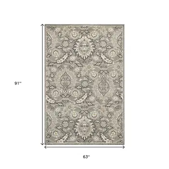 5' X 8' Grey Medallion Uv Treated Area Rug