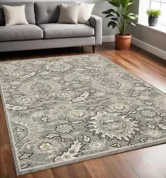 5' X 8' Grey Medallion Uv Treated Area Rug