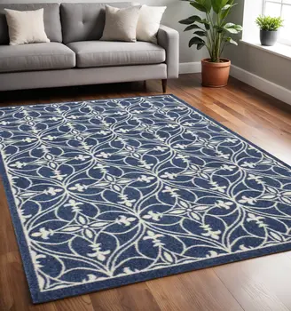 5' X 8' Denim Classical Pattern Uv Treated Area Rug
