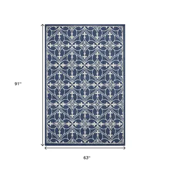 5' X 8' Denim Classical Pattern Uv Treated Area Rug