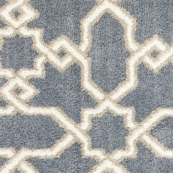 3' X 5' Slate Blue And Ivory Geometric Area Rug