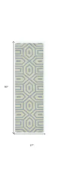 8' Grey Hand Tufted Geometric Indoor Runner Rug