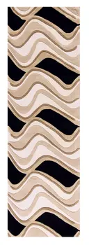 2' X 7' Black Or Beige Abstract Waves Wool Runner Rug