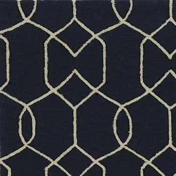 7' X 7' Navy Blue Hand Hooked Area Rug