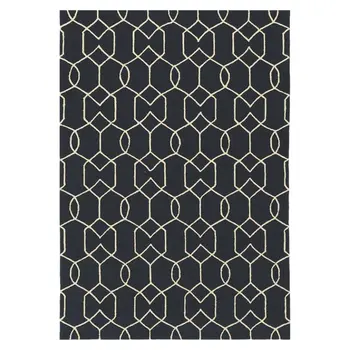7' X 7' Navy Blue Hand Hooked Area Rug