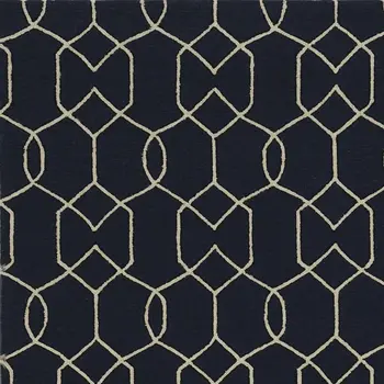 7' X 7' Navy Blue Hand Hooked Area Rug