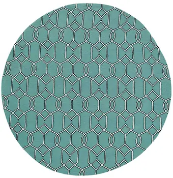 7' Green And Ivory Round Moroccan Handmade Indoor Outdoor Area Rug