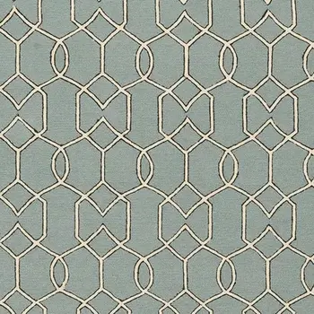 7' X 7' Green and Ivory Hand Hooked Area Rug