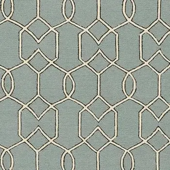 7' X 7' Green and Ivory Hand Hooked Area Rug
