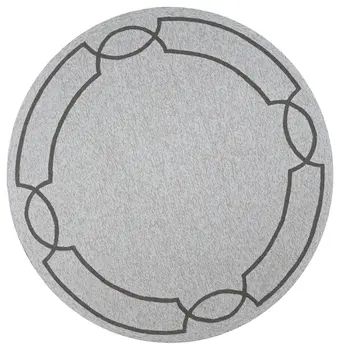 7' Ivory And Brown Round Geometric Handmade Indoor Outdoor Area Rug
