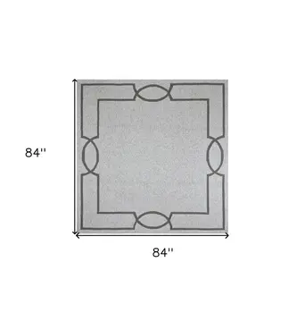 7' X 7' Oatmeal Ivory Geometric Hand Hooked Area Rug