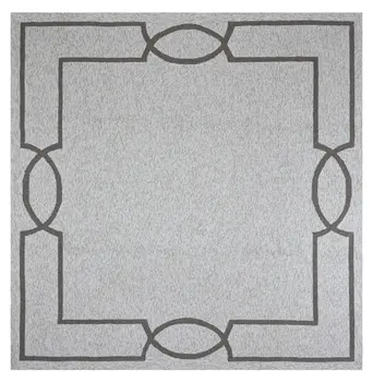 7' X 7' Oatmeal Ivory Geometric Hand Hooked Area Rug