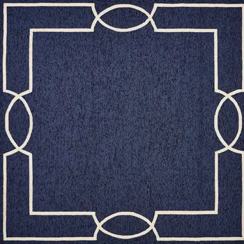 7' X 7' Ocean Blue Hand Hooked Area Rug