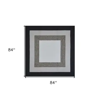 7' X 7' Gray Geometric Hand Hooked Area Rug
