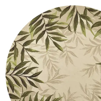8' Sand Round Floral Indoor Outdoor Area Rug