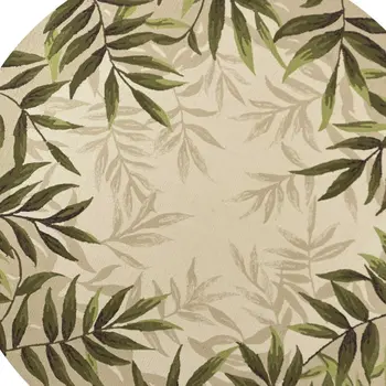 8' Sand Round Floral Indoor Outdoor Area Rug