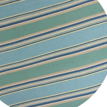 8' Blue Round Striped Indoor Outdoor Area Rug