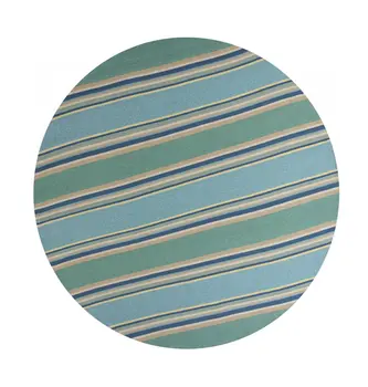 8' Blue Round Striped Indoor Outdoor Area Rug