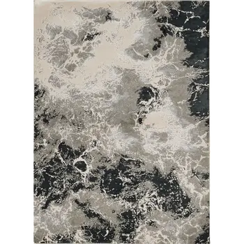 7' X 10' Silver Machine Woven Abstract Indoor Area Rug