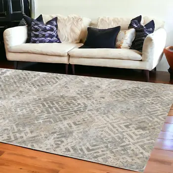 6' X 9'  Polyester Sand Silver Area Rug