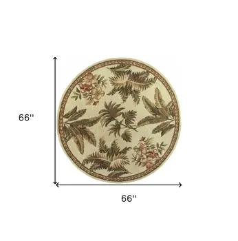 5' Round  Wool Ivory  Area Rug