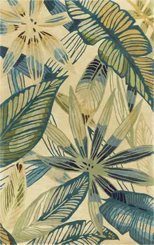 5' Ivory And Blue Wool Tropical Floral Hand Tufted Round Rug