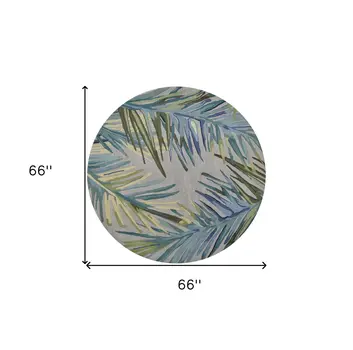 6' Blue and Gray Round Wool Hand Tufted Area Rug