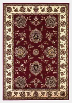 8' X 11' Red And Ivory Floral Area Rug