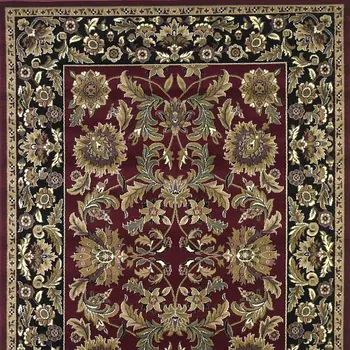 8' X 11' Red And Black Floral Area Rug