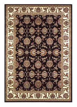 8' X 11' Black Ivory And Taupe Floral Area Rug