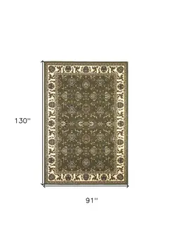 7' X 10'  Polypropylene Green Or  Ivory  Area Rug