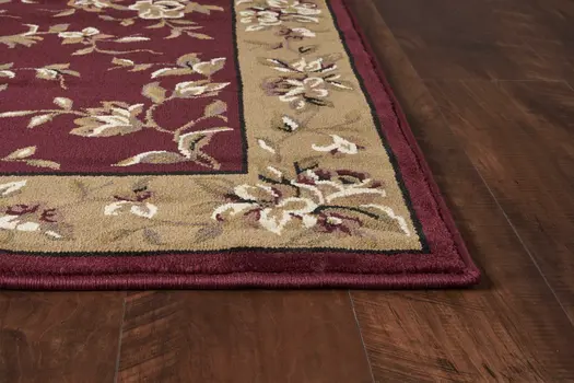 8' X 11' Red Beige Machine Woven Floral Traditional Indoor Area Rug