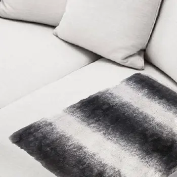 50" X 70" Gray and White Faux Fur Striped Plush Throw Blanket