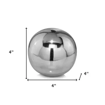 4" Silver Buffed Aluminum Decorative Orb