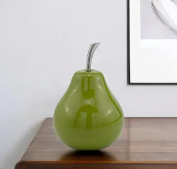 11" Green Buffed Aluminum Pear Sculpture