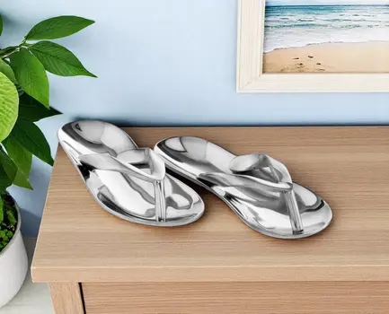 10" Silver Buffed Aluminum Flip Flop Tabletop Sculpture