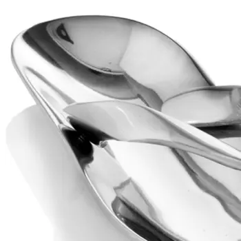 10" Silver Buffed Aluminum Flip Flop Tabletop Sculpture