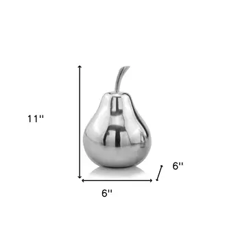 11" Silver Buffed Aluminum Decorative Pear Tabletop Sculpture
