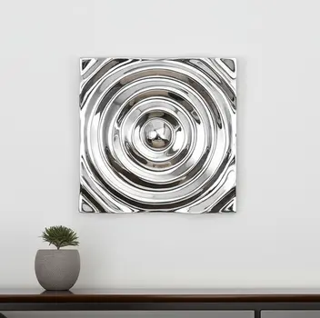 12" X 12" Silver Metallic Buffed Aluminum Abstract Ripple Wall Decor