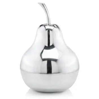 17" Silver Buffed Aluminum Decorative Pear Tabletop Sculpture
