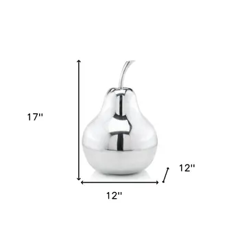 17" Silver Buffed Aluminum Decorative Pear Tabletop Sculpture