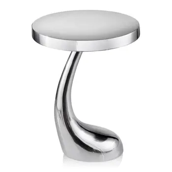 21" Silver Aluminum Round Abstract End Table