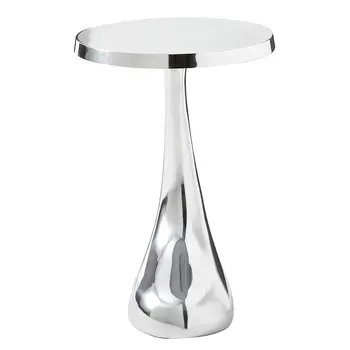 21" Silver Aluminum Round Abstract End Table